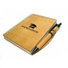 Caderno de madeira com caneta - 169296