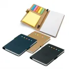 Bloco de anotações com adesivo e caneta - capa várias cores - 870236