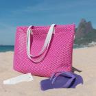Bolsa de praia de plástico bolha rosa com alça branca - 1502338