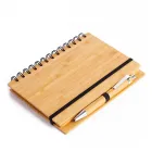 Bloco de anotações ecológico com caneta. Capa de bambu - 1936091