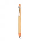 Caneta em bambu touch com detalhes em laranja - 1020335