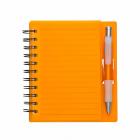 Bloco de anotações em acrílico laranja com caneta