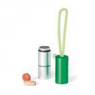 Chaveiro de alumínio verde com lanterna e porta-comprimidos - 1207216