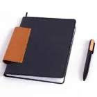 Caderno em couro personalizado e porta caneta - preto - 1480429