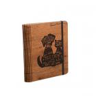 Caderno com capa em madeira, diferentes tonalidades de madeira - 555064