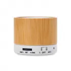Caixa de som multimídia com Bluetooth e rádio FM. Material plástico com acabamento em bambu - detalhe branco - 1489383
