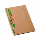 Caderno capa dura com porta caneta e detalhes verdes - 816060