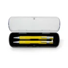 Conjunto caneta e lapiseira semi-metal na cor amarela - 253445