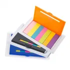 Porta sticky notes de plástico com régua e sticky notes coloridos - 545447