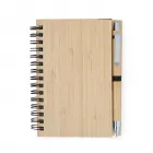Bloco de anotações eco com caneta capa bambu - 1987375