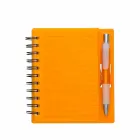 Bloco de anotações acrílico laranja com caneta plástica - 804222