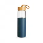 Garrafa de vidro borossilicato  com luva azul - 1784157