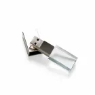 Pen drive de 4Gb de vidro com tampa prata espelhada - 1226108
