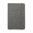 Caderno A5 com capa dura forrada em tecido cinza - 1513981