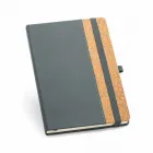Caderno A5 com capa dura em cortiça e PU cinza - 1513991