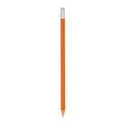 Lápis resinado na cor laranja com borracha, grafite preto e guarnição prateada - 570674