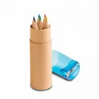 Kit lápis de cor em tubo com tampa apontador na cor azul - 741698
