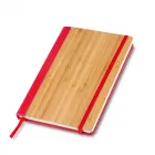 Caderneta com capa em bambu e detalhe vermelho - 1784808