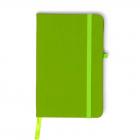 Caderneta verde emborrachada com suporte para caneta