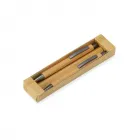 Conjunto caneta e lapiseira de bambu em estojo de papel - 1740579