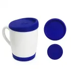Caneca de porcelana 325 ml com tampa e suporte inferior em Silicone - azul - 1784578