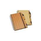Bloco de anotações personalizado com capa e caneta de bambu. - 1945712