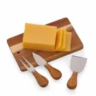 Kit queijo com 4 peças com tábua de madeira retangular - 802114