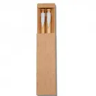 Conjunto caneta e lapiseira de bambu em estojo de papel - 848429
