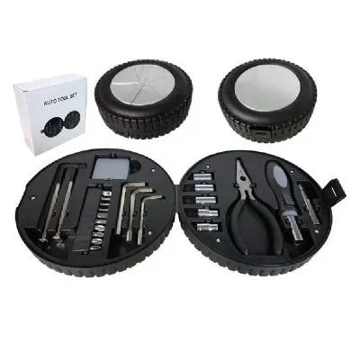 kit ferramentas com estojo no formato de pneu