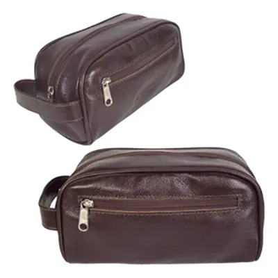 Necessaire em couro marrom personalizada