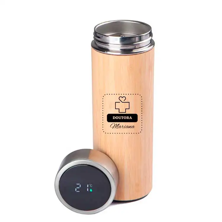 Garrafa Térmica Bambu com Termômetro digital - 1642238