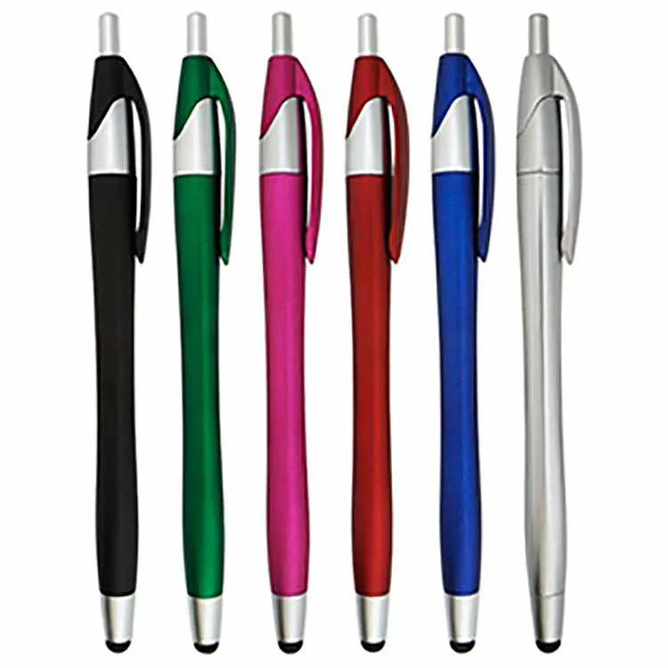 Caneta plástica esferográfica com ponta para tablet