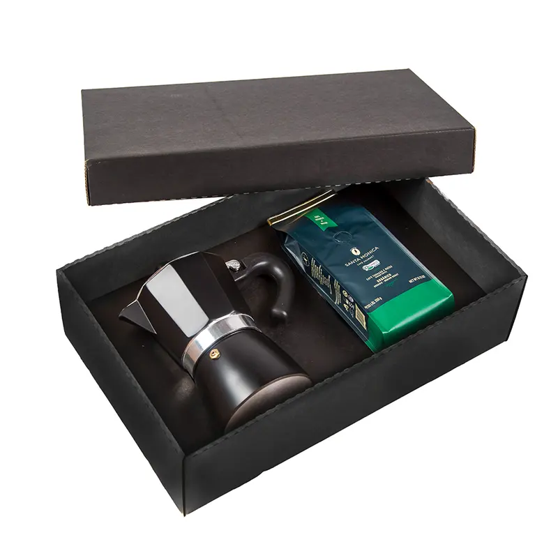 Kit café personalizado com Cafeteira Italiana Preta - 1792474