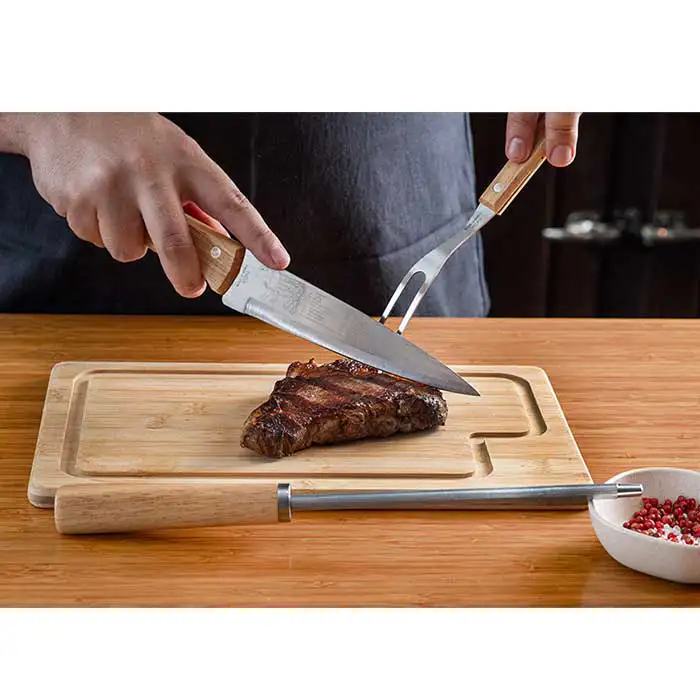Kit Churrasco em Bambu e Inox com 4 Peças  - 1532481