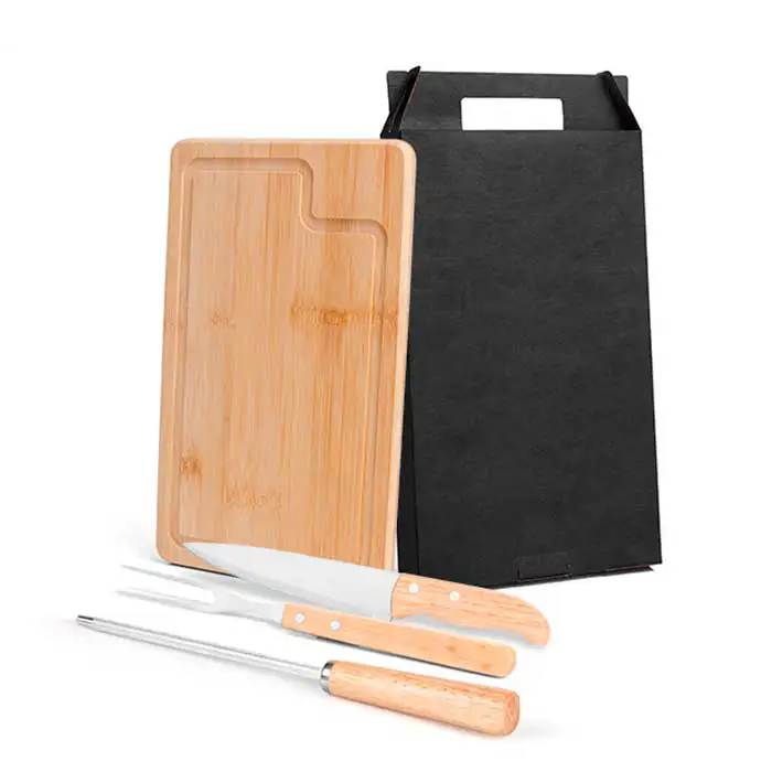 Kit para Churrasco em Bambu e Inox com 4 Peças  - 1532480