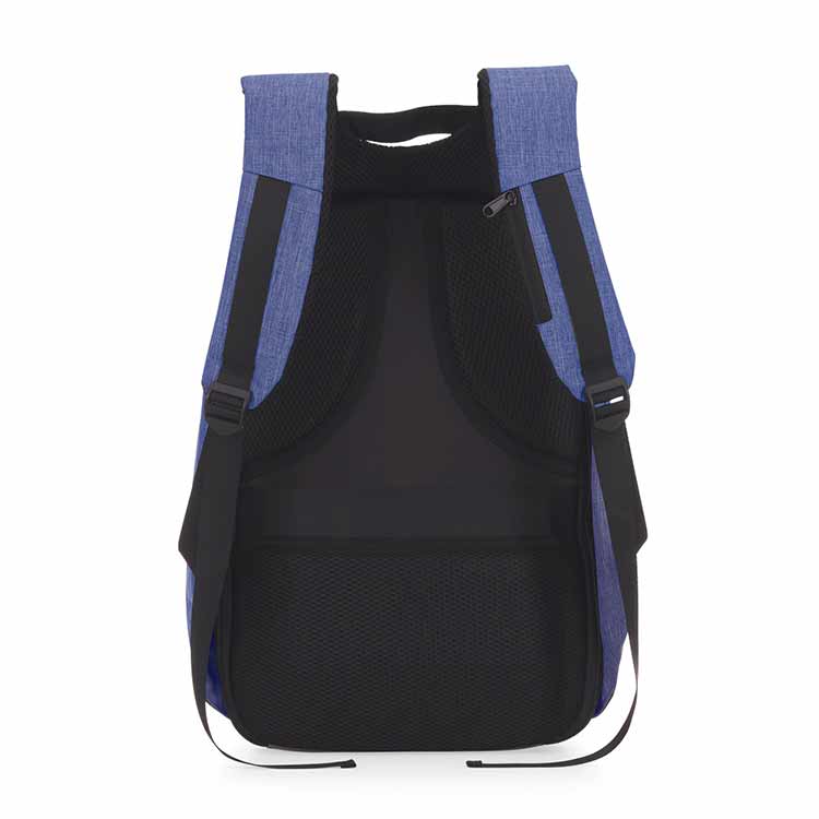 Mochila p/ notebook anti-furto frente na cor preta e laterais azuis com encosto acolchoado  - 1016248