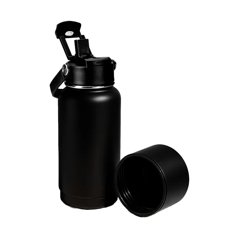 Garrafa térmica em inox preta