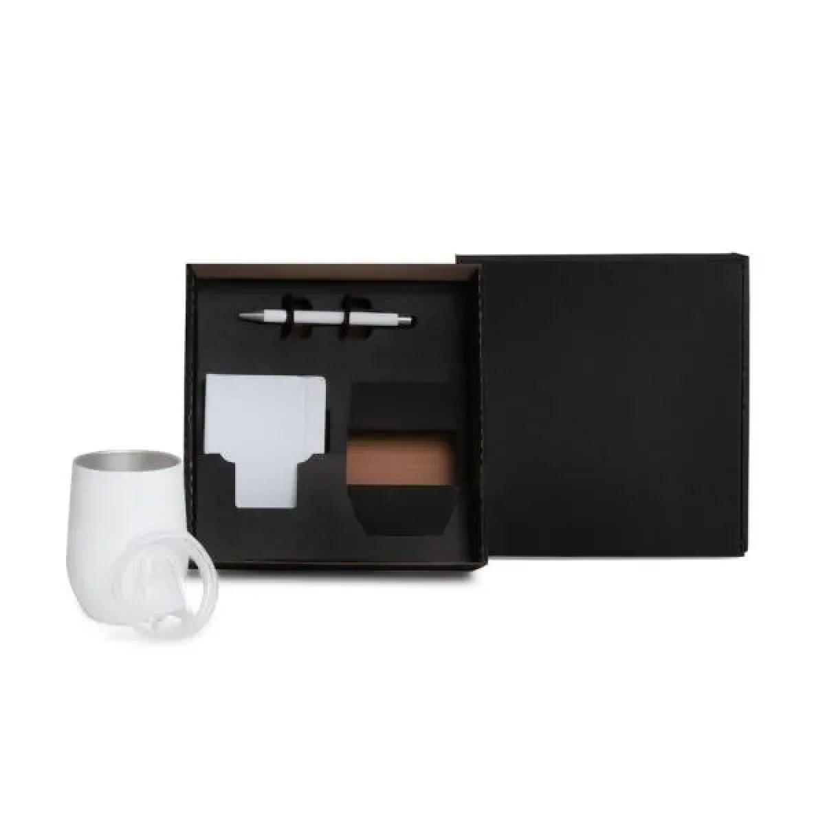 Kit Copo Térmico e Acessórios - Branco - 3 Pçs 1