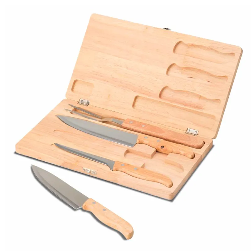 Kit churrasco 4 peças em estojo de madeira - 2031493
