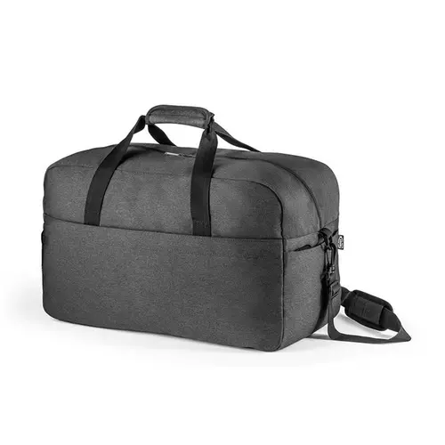 Bolsa esportiva azul com alça de ombro em uso e detalhes em destaque - 2017601
