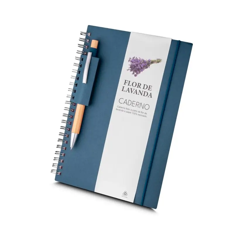 Caderno A5 com capa em papel 100% reciclado - azul - 2098913
