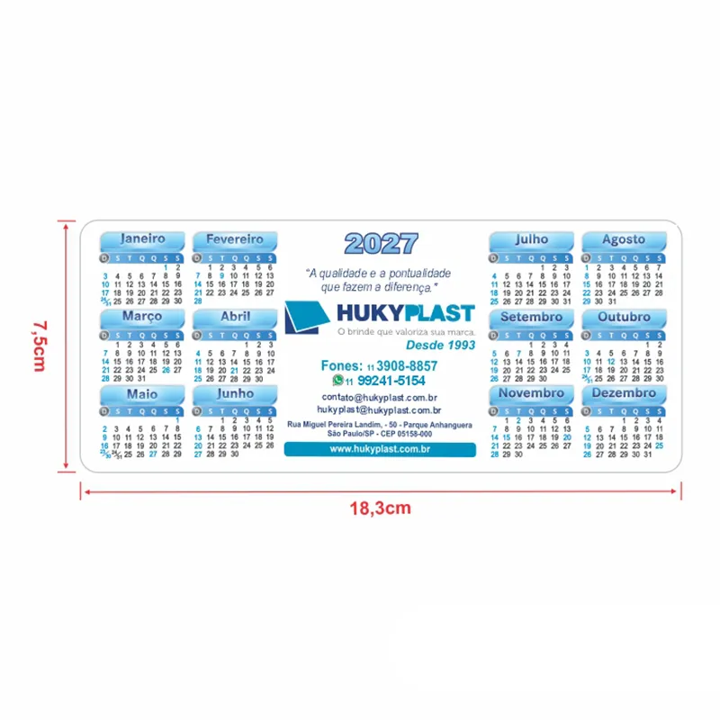 Calendário para monitor PC 2027