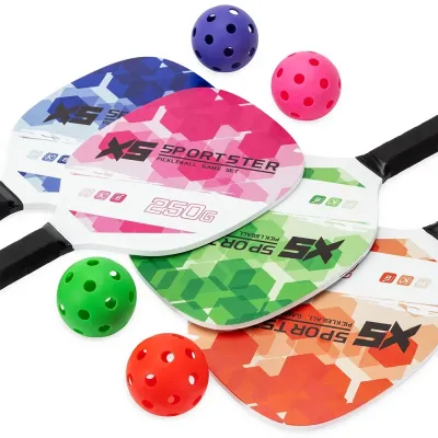 Kit Pickleball com duas raquetes de madeira (