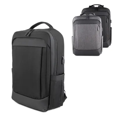 Mochila em tecido Oxford com detalhe em PU e interior em poliéster 190D