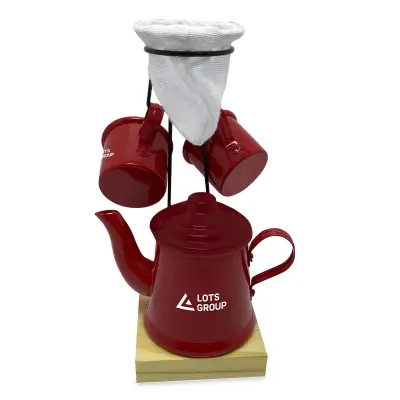 Kit Café com Suporte para Caneca - Vermelho