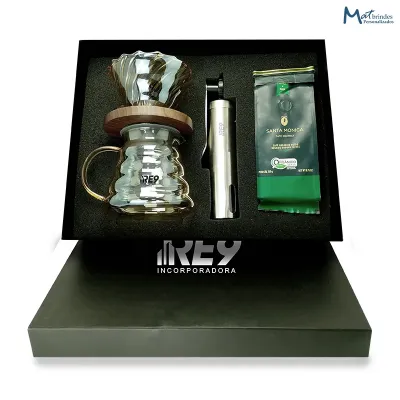 Kit Café Gourmet e Cafeteira de Vidro