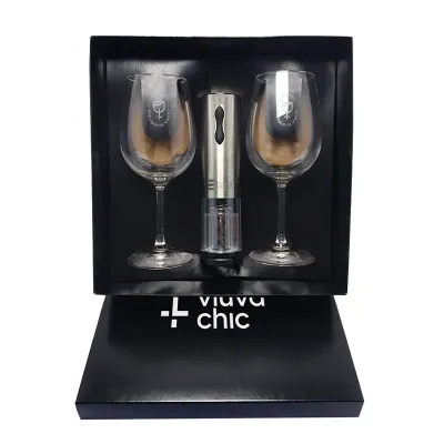 Kit Vinho com Saca Rolhas Elétrico Personalizado - MB214