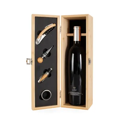 Kit Vinho em bambu com interior em EVA e fecho em inox