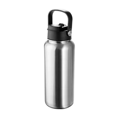 Garrafa térmica em inox com capacidade de até 950ml.