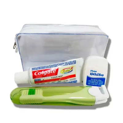 Kit higiene pessoal com pasta de dente, escova e fio dental - 1231146